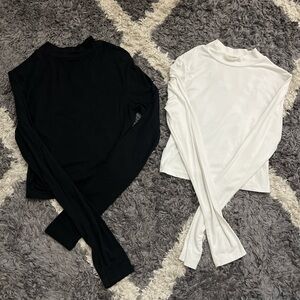SHEIN- Black and White Long Sleeve Turtleneck Shirts (selling as a set)